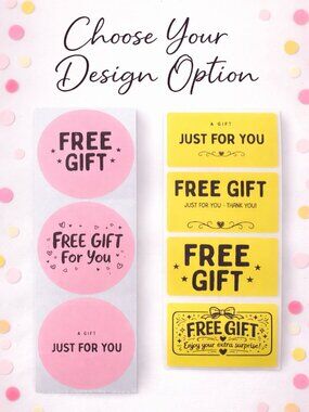200 Free Gift Stickers Round 2x2 or Rectangle 2.25x1.75 Thank You Packing